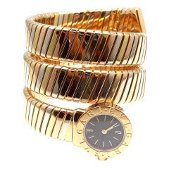 Bulgari Lady's Tri-Color Gold Tubogas Serpent Bracelet Watch