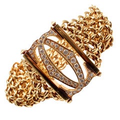 CARTIER Penelope Diamond "Double C" Five Row Yellow Gold Bracelet