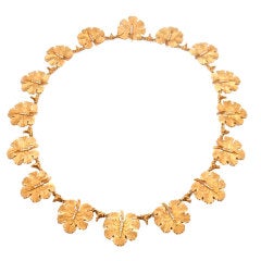 BUCCELLATI Diamond Yellow Gold Geranium Leaf Necklace