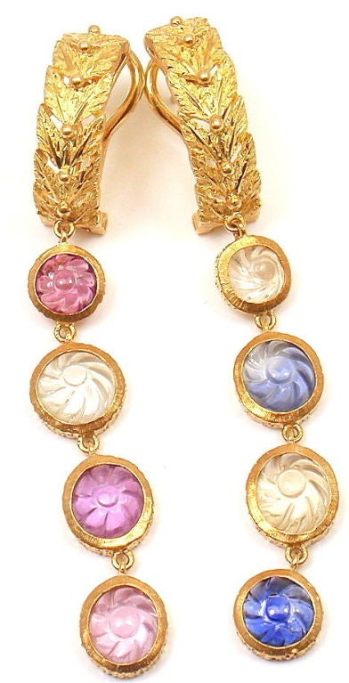 FEDERICO BUCCELLATI Ohrringe aus Gelbgold mit Iolith-Turmalin und Bergkristall