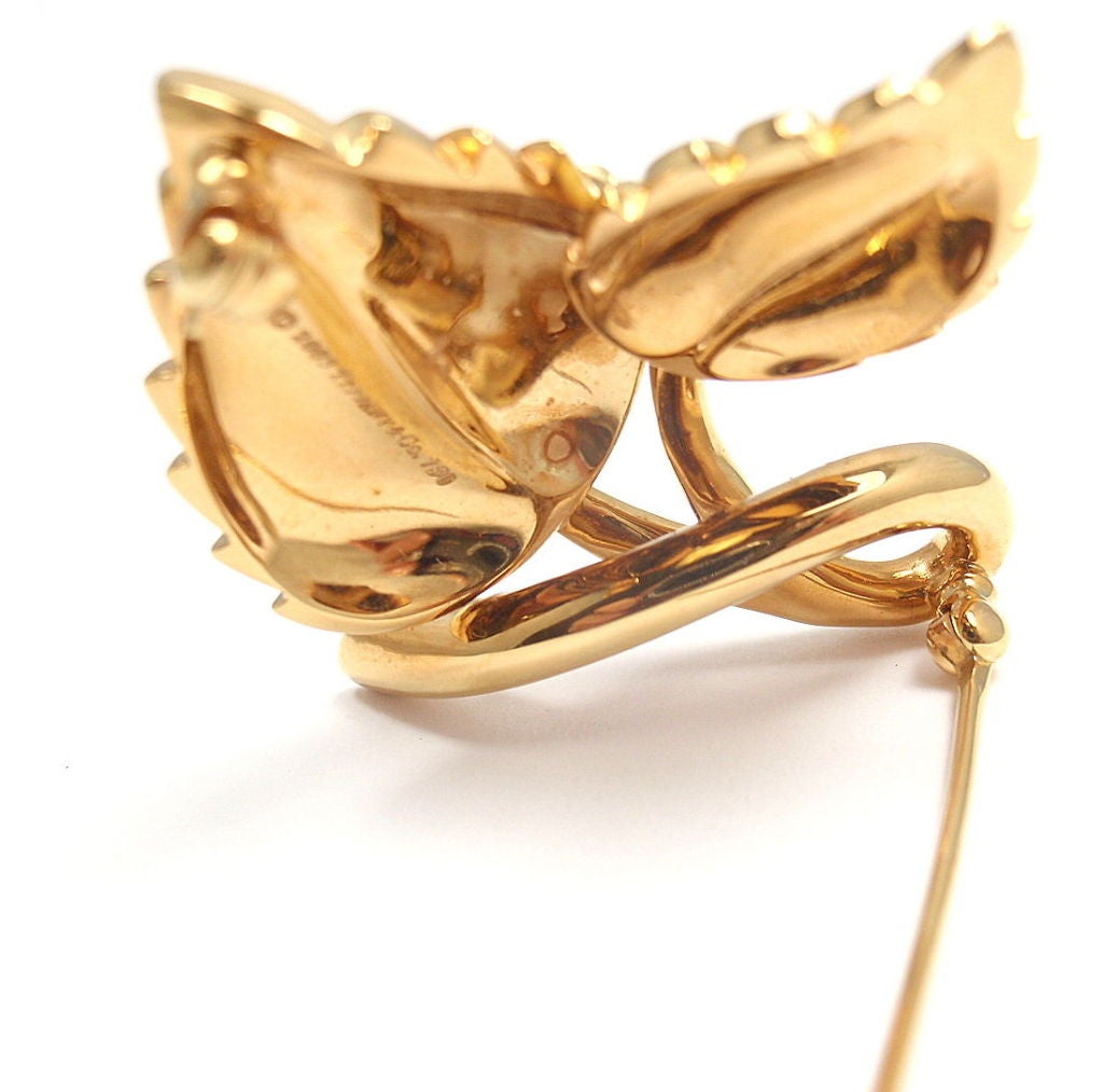 Women's TIFFANY & CO Diamond Leaf Yellow Gold Brooch Pin