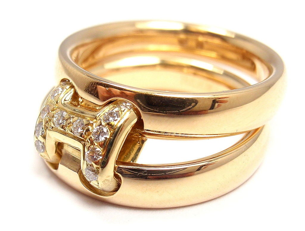 HERMES Diamond H Yellow Gold Flex Ring 1