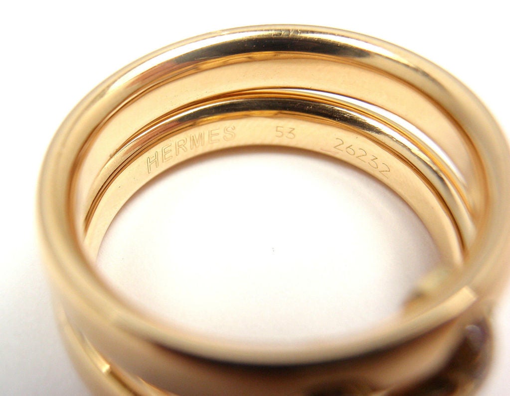 HERMES Diamond H Yellow Gold Flex Ring 3
