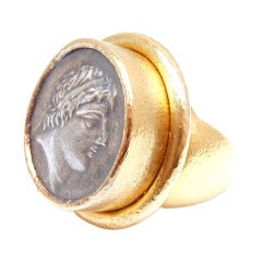 ELIZABETH LOCKE Roman Coin Hammered Yellow Gold Ring