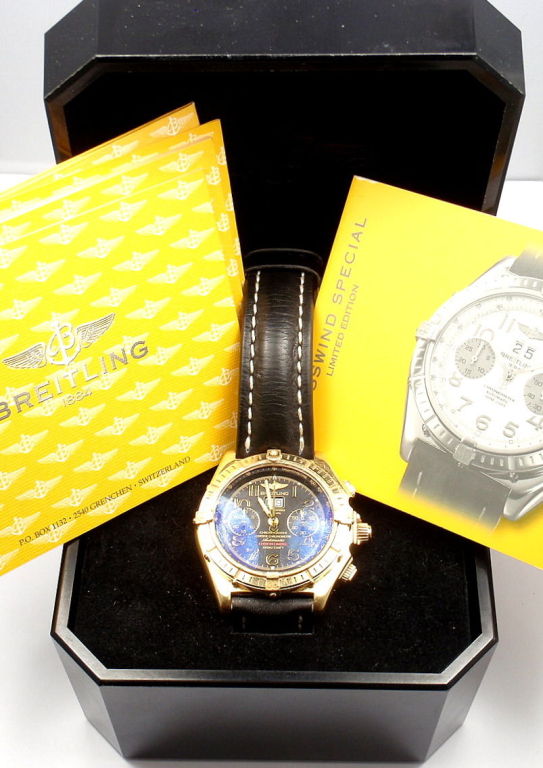 Breitling Yellow Gold Crosswind Limited Edition Chronograph Wristwatch In New Condition In Holland, PA