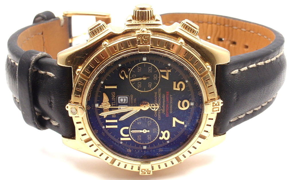 Men's Breitling Yellow Gold Crosswind Limited Edition Chronograph Wristwatch