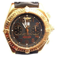 Breitling Yellow Gold Crosswind Limited Edition Chronograph Wristwatch