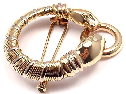 CARTIER Panther Tri-Colored Gold Pin Brooch