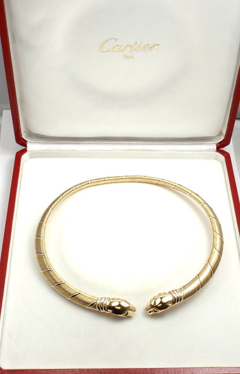 CARTIER Panther Tri-Colored Gold Necklace 4