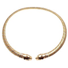 Retro CARTIER Panther Tri-Colored Gold Necklace