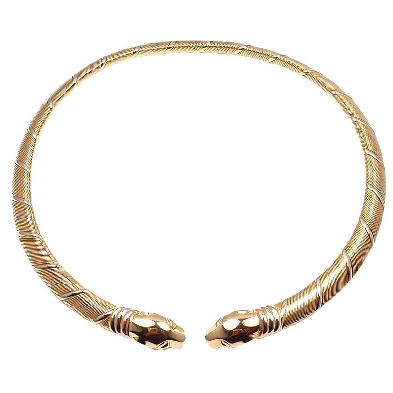 CARTIER Panther Tri-Colored Gold Necklace
