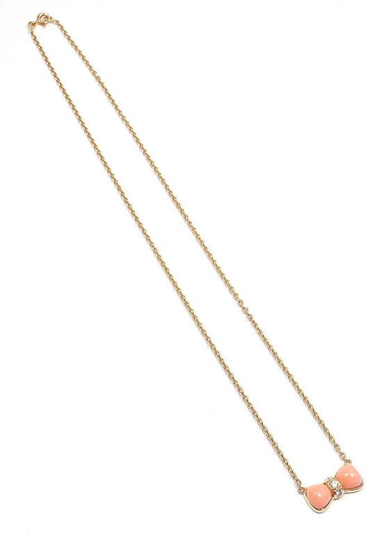 Women's VAN CLEEF & ARPELS Coral Diamond Yellow Gold Bow Necklace