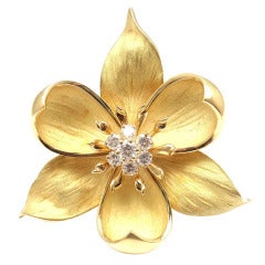 TIFFANY & CO. Diamond Yellow Gold Orchid Brooch