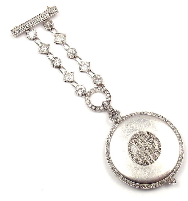 Cartier Lady's Platinum and Diamond Lapel Watch