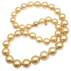 Mikimoto Large Golden South Sea Pearl Diamond Yellow Gold Necklace