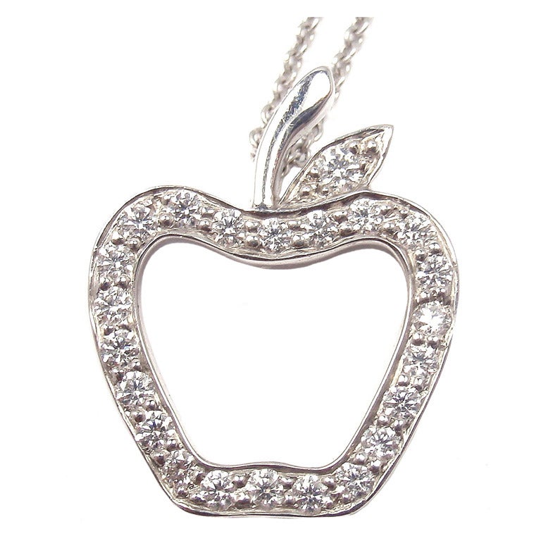 TIFFANY & CO. Diamond Platinum Apple Pendant Necklace