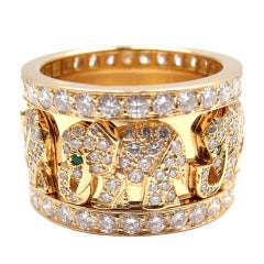 Vintage CARTIER Emerald Diamond Yellow Gold Elephant Ring