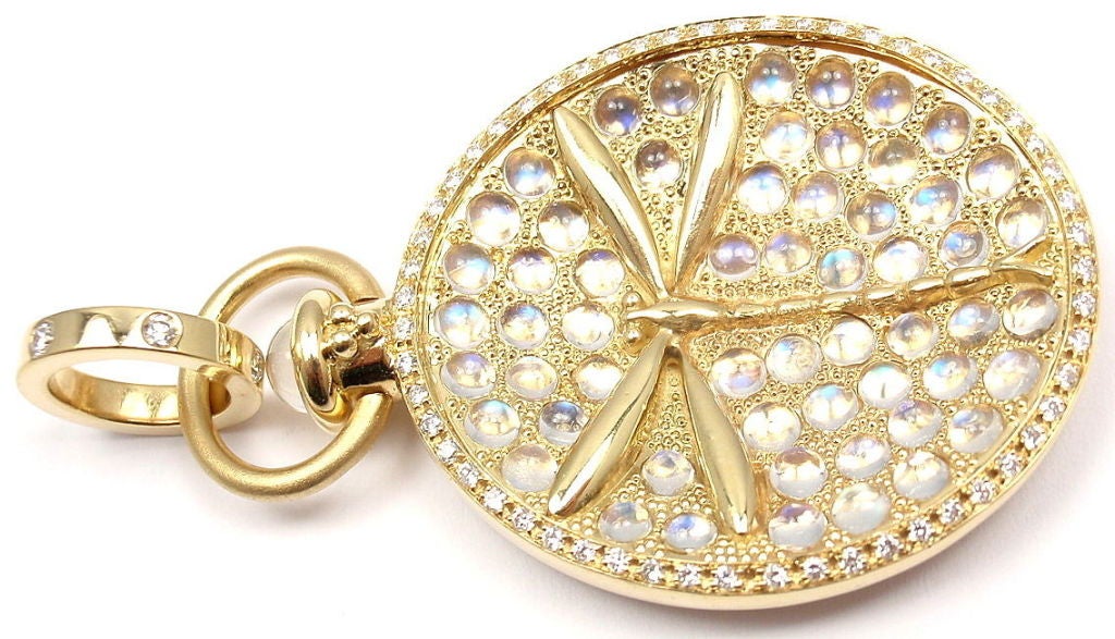 Women's TEMPLE ST. CLAIR Moonstone Diamond Yellow Gold Dragonfly Pendant