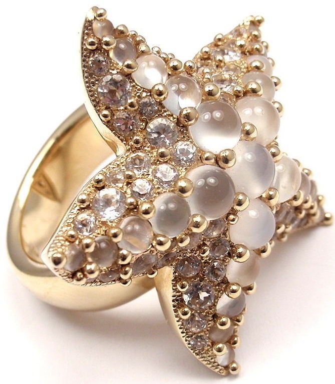 POMELLATO Sirene Moonstone Starfish Yellow Gold Ring In New Condition In Holland, PA