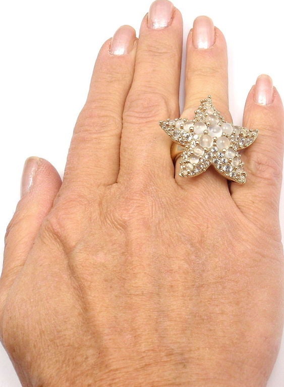 POMELLATO Sirene Moonstone Starfish Yellow Gold Ring 2