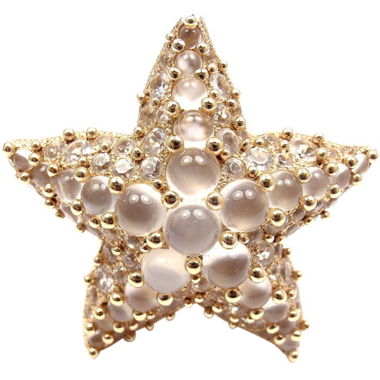 POMELLATO Sirene Moonstone Starfish Yellow Gold Ring