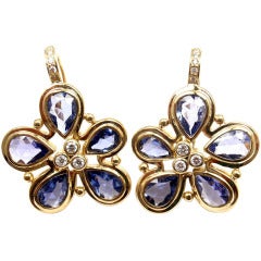 TEMPLE ST. CLAIR Matisse Sapphire Diamond Yellow Gold Earrings