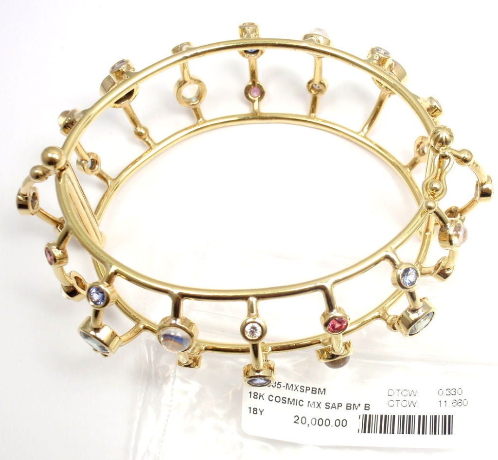 TEMPLE ST. CLAIR Crystal Moonstone Sapphire Diamond Gold Bangle Bracelet 1