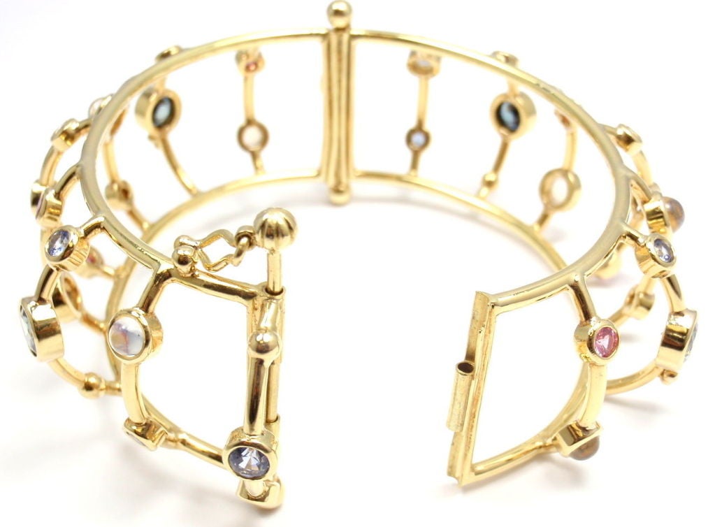 TEMPLE ST. CLAIR Crystal Moonstone Sapphire Diamond Gold Bangle Bracelet 2