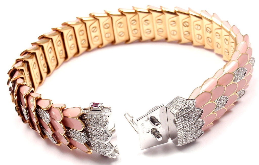 ROBERTO COIN Cobra Enamel Ruby Diamond Rose Gold Bracelet 1