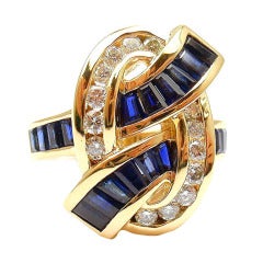 CHARLES KRYPELL Sapphire Diamond Yellow Gold Ring