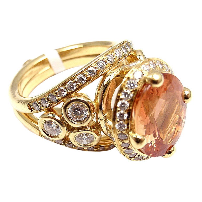 TEMPLE ST. CLAIR Imperial Topaz Diamond Yellow Gold Ring