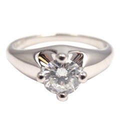 Vintage BULGARI Diamond Solitaire Platinum Engagement Ring
