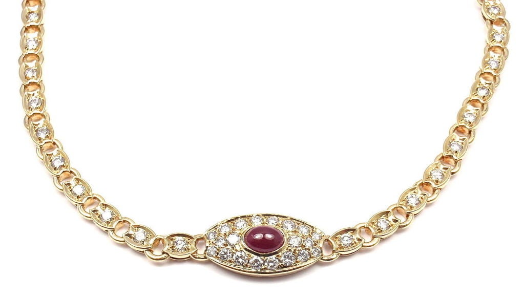 VAN CLEEF & ARPELS Ruby Diamond Yellow Gold Necklace 3