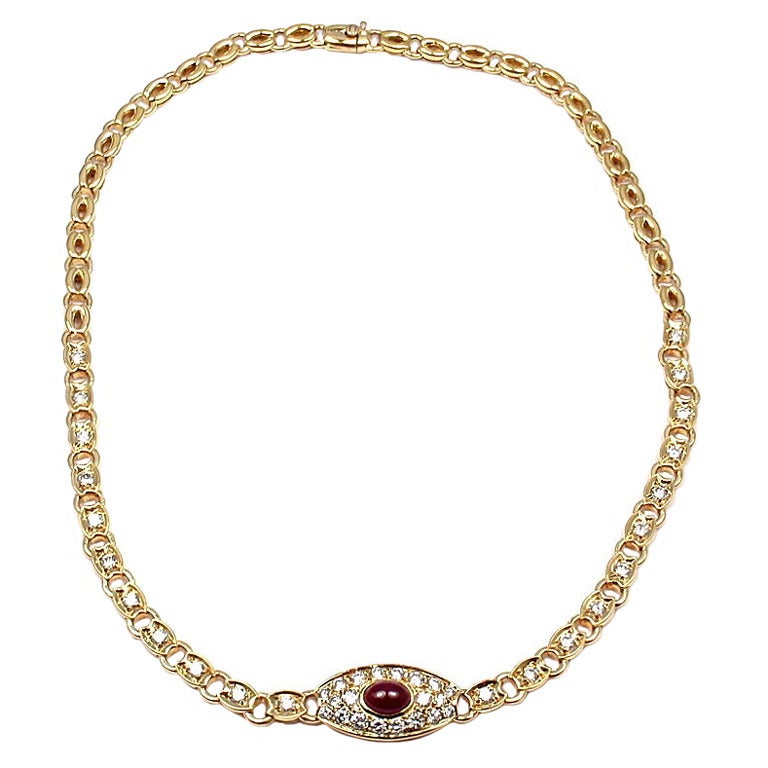 VAN CLEEF & ARPELS Ruby Diamond Yellow Gold Necklace