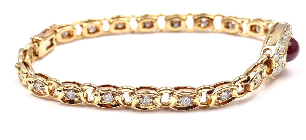 VAN CLEEF & ARPELS Diamond Ruby Yellow Gold Bracelet 3