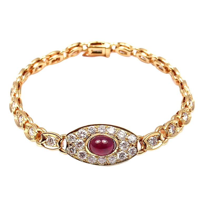 VAN CLEEF & ARPELS Diamond Ruby Yellow Gold Bracelet