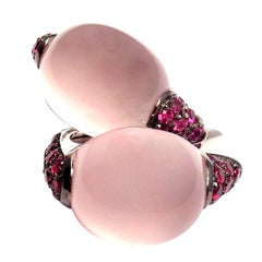 ROBERTO COIN Fantasia Rose Quartz Ruby White Gold Earrings