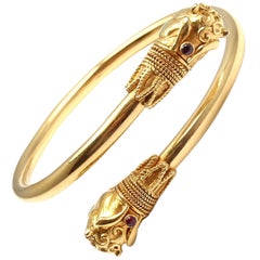 ILLIAS LALAOUNIS Sapphire Ruby Yellow Gold Bangle Bracelet