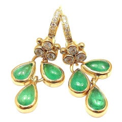 TEMPLE ST. CLAIR Elena Emerald Diamond Yellow Gold Earrings