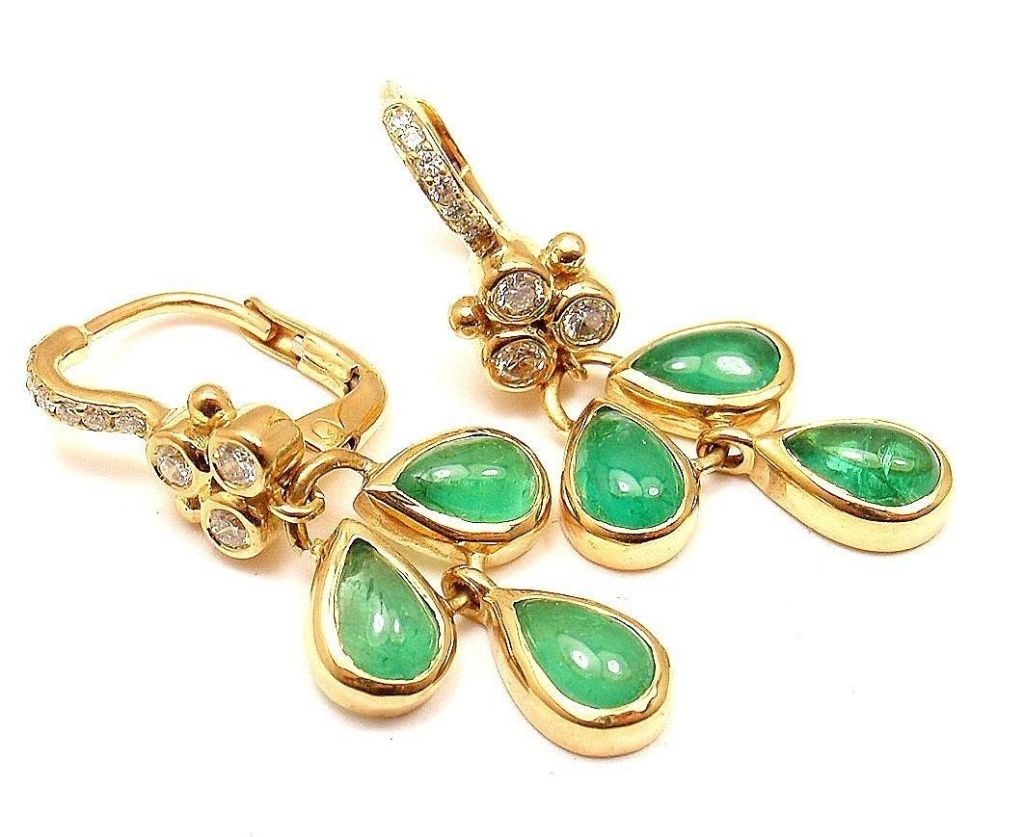 TEMPLE ST. CLAIR Elena Emerald Diamond Yellow Gold Earrings In New Condition In Holland, PA