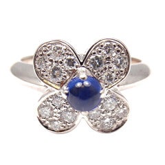 VAN CLEEF & ARPELS Sapphire Diamond White Gold Flower Ring