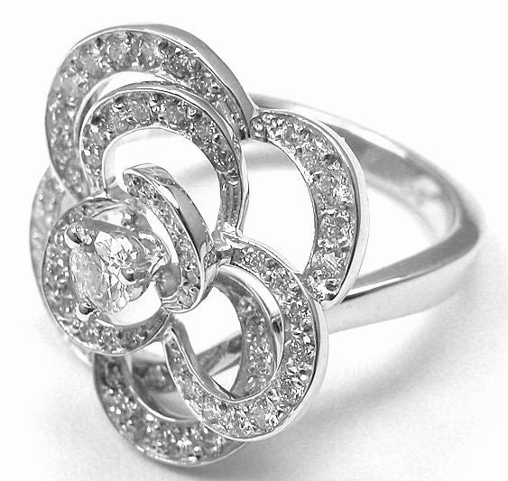18k White Gold Diamond Flower Ring by Chanel. 
Part of Chanel's gorgeous 