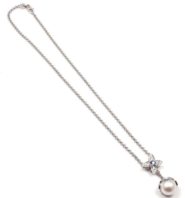 Louis Vuitton Collier Pearl Diamond Sapphire White Gold Necklace 3