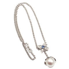 Louis Vuitton Collier Pearl Diamond Sapphire White Gold Necklace