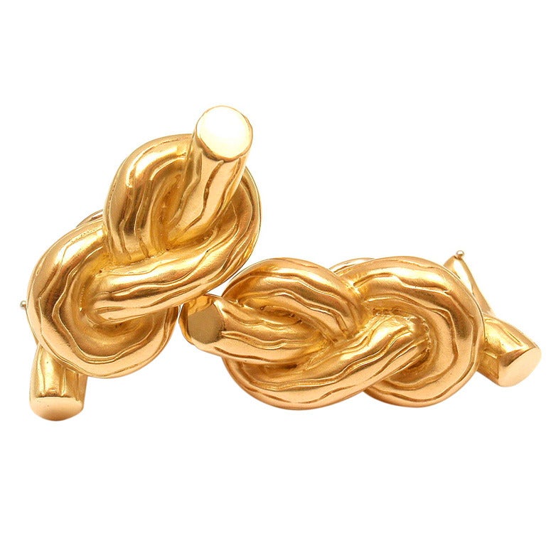 Angela Cummings Bamboo Reed Knot Yellow Gold Earrings