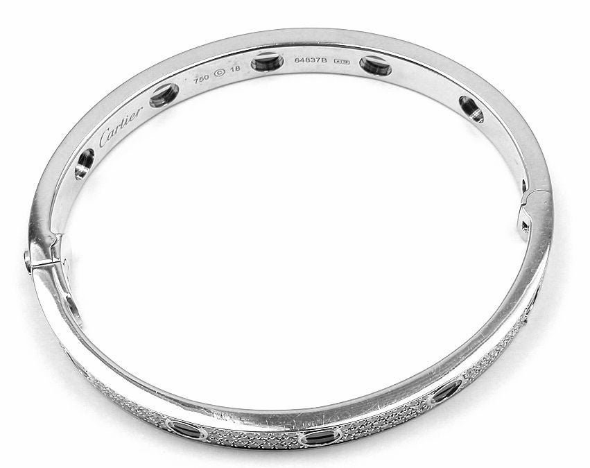 Cartier Love All Diamond & Bracelet en céramique et or blanc Taille 18 1