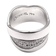 Chanel Diamond White Gold Band Ring