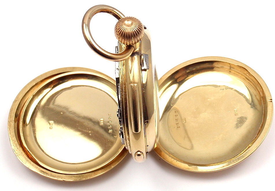 Yellow Gold Hunting Cased Quarter Repeater Chronograph Pocket Watch 3