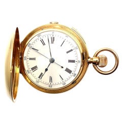 Antique Yellow Gold Hunting Cased Quarter Repeater Chronograph Pocket Watch