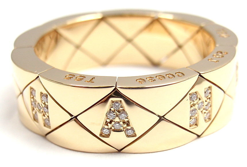 Women's Chanel Matelasse Diamond Yellow Gold Ring